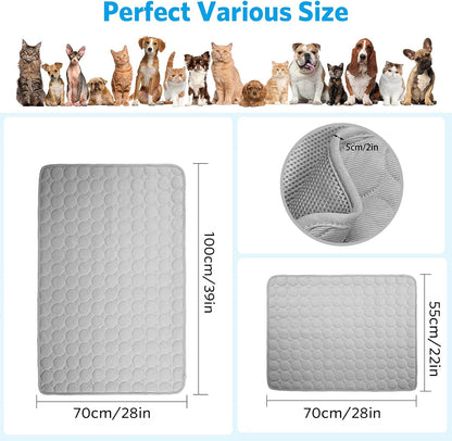 Dog Cooling Mat, Cooling Mat for Dogs Cats, Pet Reusable Bed Mat, Washable Ice Silk Mat, Self Cooling Sleeping Kennel Pad